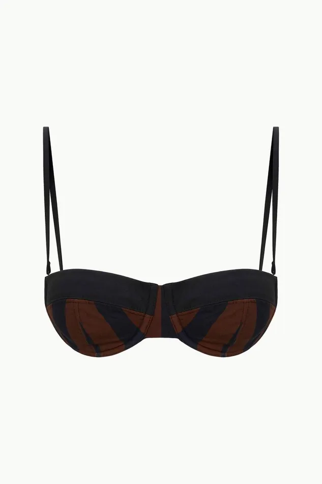 STAUD Bikinis Women STAUD JO BALCONETTE BIKINI TOP BLACK TAN SEASHORE STRIPE STAUD Bikinis Women STAUD JO BALCONETTE BIKINI TOP BLACK TAN SEASHORE STRIPE
