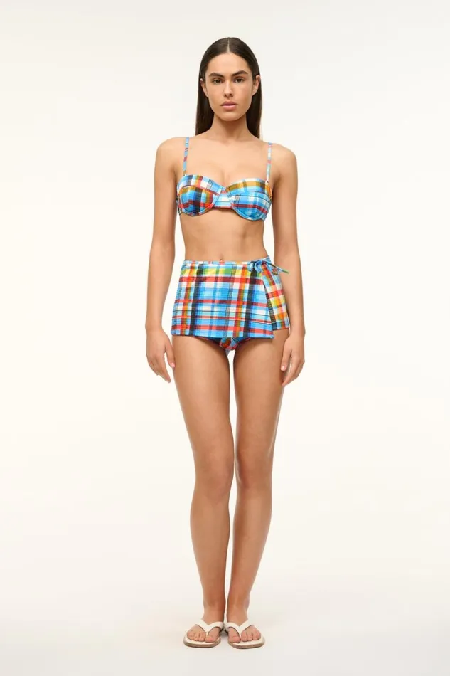 STAUD Bikinis Women STAUD MIRA SWIM SKIRT MADRAS PLAID
