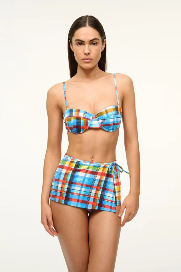 STAUD Bikinis Women STAUD MIRA SWIM SKIRT MADRAS PLAID STAUD Bikinis Women STAUD MIRA SWIM SKIRT MADRAS PLAID