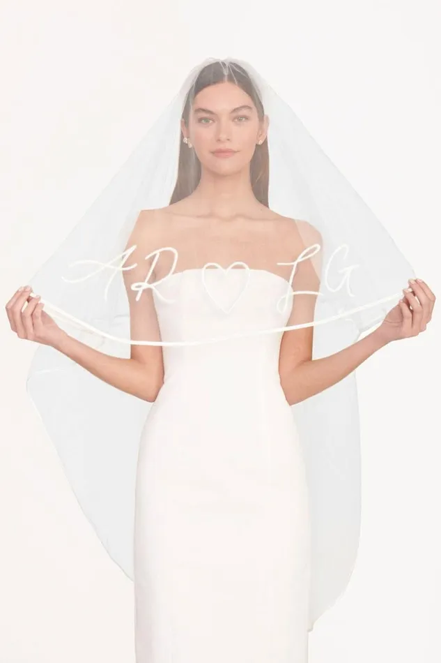 STAUD Bridal Women CUSTOM EMBROIDERED INITIALS VEIL