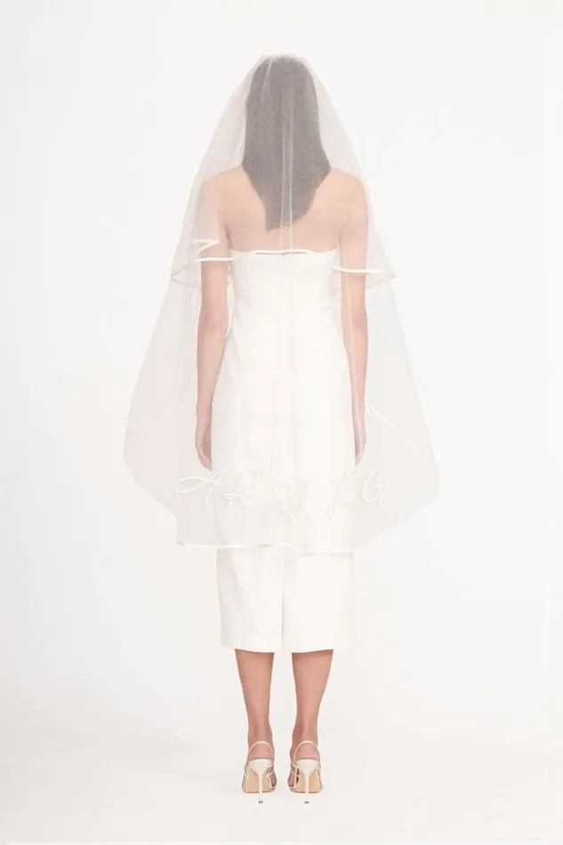 STAUD Bridal Women CUSTOM EMBROIDERED INITIALS VEIL STAUD Bridal Women CUSTOM EMBROIDERED INITIALS VEIL