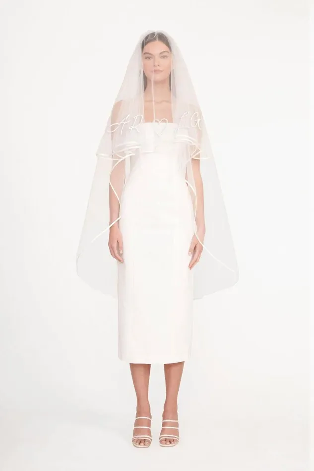STAUD Bridal Women CUSTOM EMBROIDERED INITIALS VEIL STAUD Bridal Women CUSTOM EMBROIDERED INITIALS VEIL