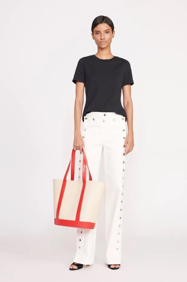 STAUD Custom Handbags Women STAUD CUSTOM MONOGRAM ALLORA TOTE CREAM RED ROSE STAUD Custom Handbags Women STAUD CUSTOM MONOGRAM ALLORA TOTE CREAM RED ROSE