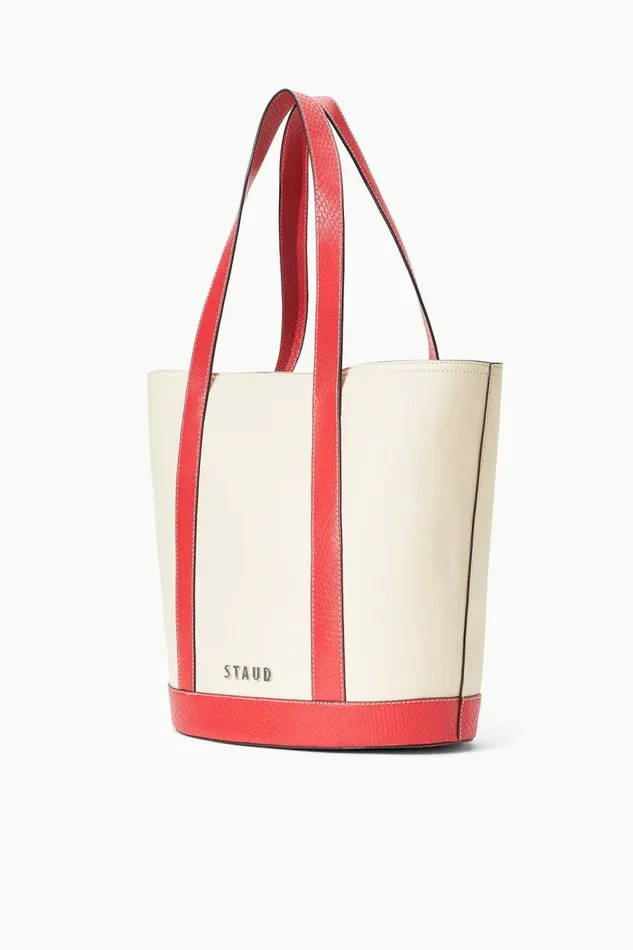 STAUD Custom Handbags Women STAUD CUSTOM MONOGRAM ALLORA TOTE CREAM RED ROSE STAUD Custom Handbags Women STAUD CUSTOM MONOGRAM ALLORA TOTE CREAM RED ROSE
