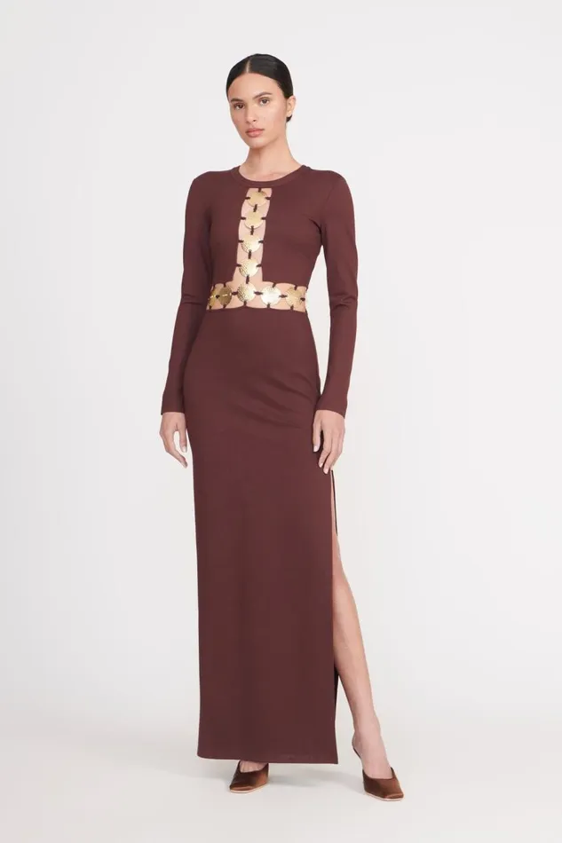 STAUD Dresses Women STAUD DELPHINE DRESS DARK CHOCOLATE