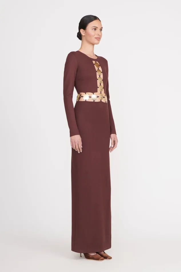 STAUD Dresses Women STAUD DELPHINE DRESS DARK CHOCOLATE STAUD Dresses Women STAUD DELPHINE DRESS DARK CHOCOLATE