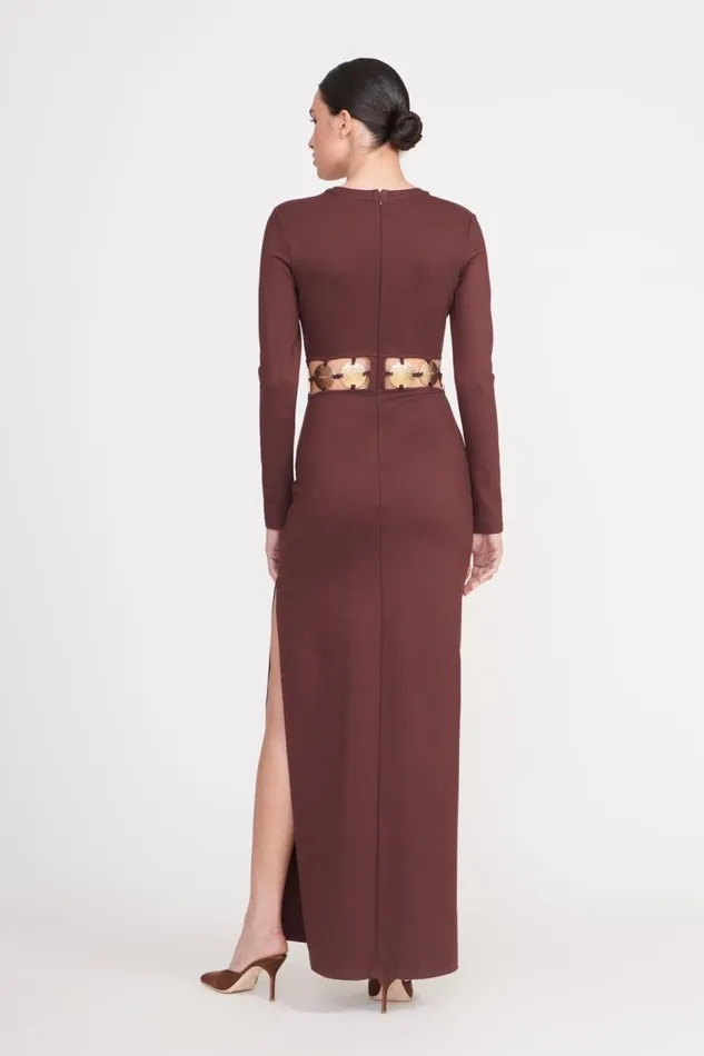 STAUD Dresses Women STAUD DELPHINE DRESS DARK CHOCOLATE STAUD Dresses Women STAUD DELPHINE DRESS DARK CHOCOLATE