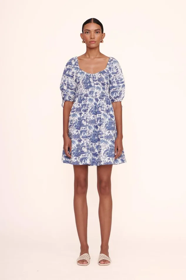 STAUD Dresses Women STAUD MINI FAYE DRESS BLUE TOILE