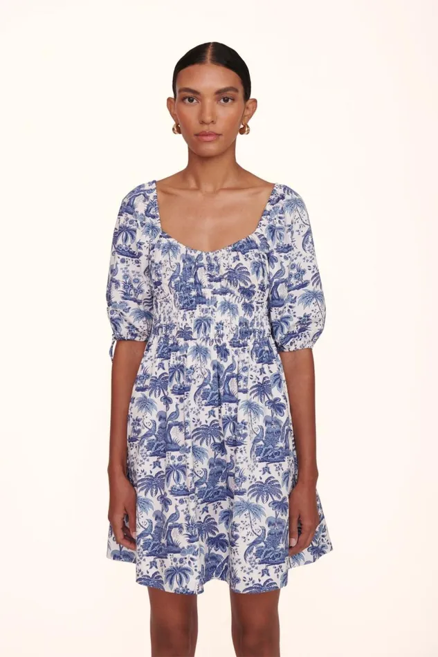 STAUD Dresses Women STAUD MINI FAYE DRESS BLUE TOILE STAUD Dresses Women STAUD MINI FAYE DRESS BLUE TOILE