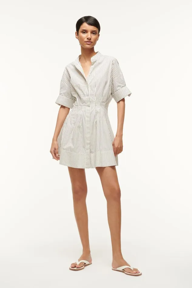 STAUD Dresses Women STAUD MINI LORENZA DRESS IVORY MICRO STRIPE