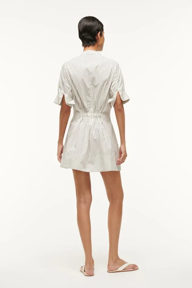 STAUD Dresses Women STAUD MINI LORENZA DRESS IVORY MICRO STRIPE STAUD Dresses Women STAUD MINI LORENZA DRESS IVORY MICRO STRIPE