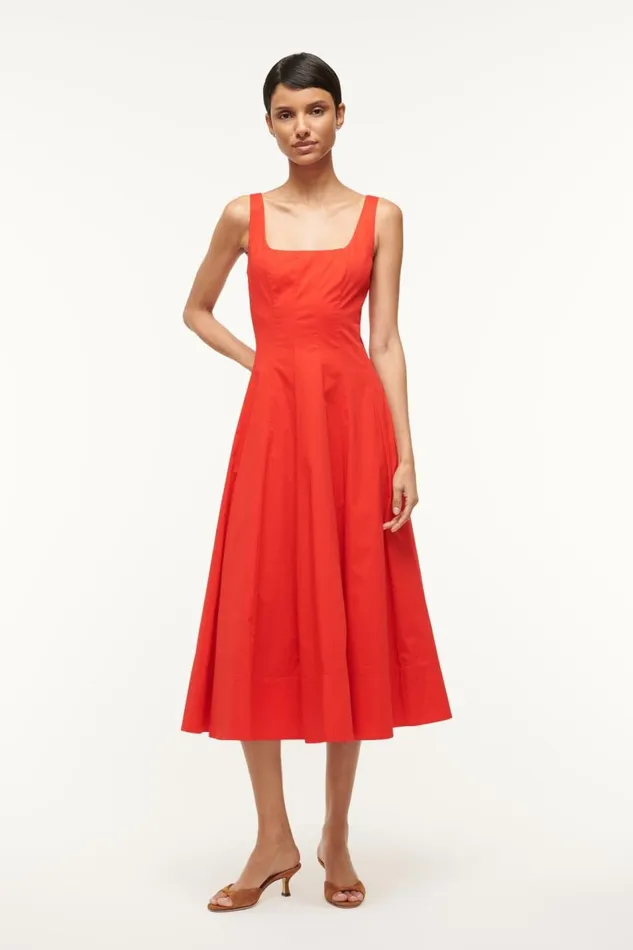 STAUD Dresses Women STAUD WELLS DRESS RED ROSE