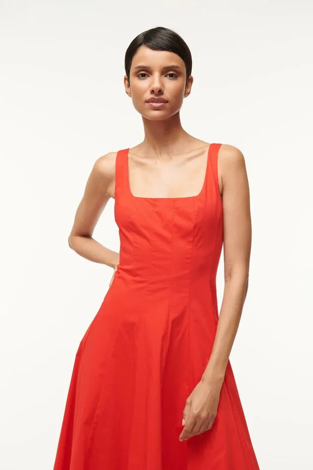 STAUD Dresses Women STAUD WELLS DRESS RED ROSE STAUD Dresses Women STAUD WELLS DRESS RED ROSE