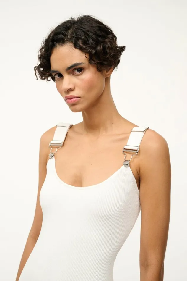 STAUD Dresses Women STAUD WRANGLER THE OVERALL RIB TANK DRESS WHITE STAUD Dresses Women STAUD WRANGLER THE OVERALL RIB TANK DRESS WHITE