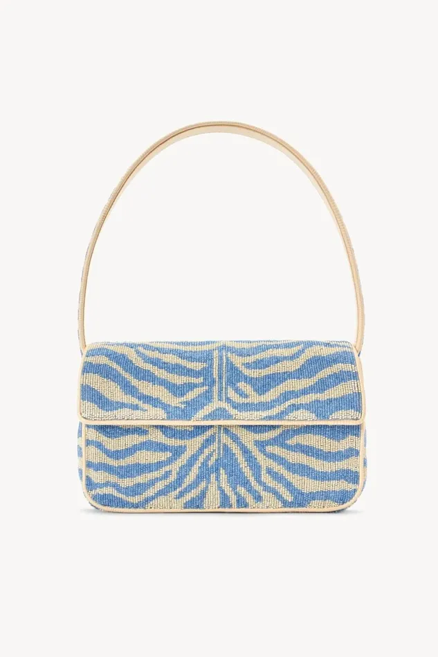 STAUD Shoulder Women STAUD TOMMY BEADED BAG LIGHT BLUE CREAM