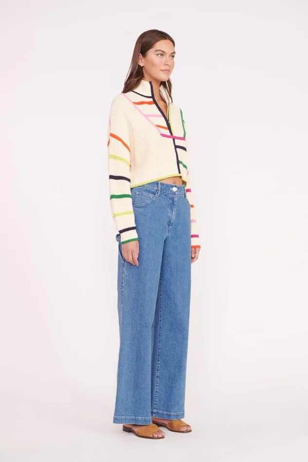 STAUD Sweaters Women STAUD CROPPED HAMPTON SWEATER CREAM RAINBOW MULTI STAUD Sweaters Women STAUD CROPPED HAMPTON SWEATER CREAM RAINBOW MULTI