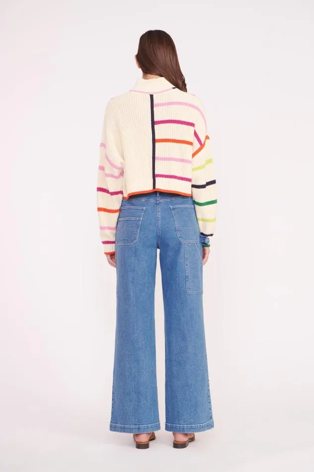 STAUD Sweaters Women STAUD CROPPED HAMPTON SWEATER CREAM RAINBOW MULTI STAUD Sweaters Women STAUD CROPPED HAMPTON SWEATER CREAM RAINBOW MULTI
