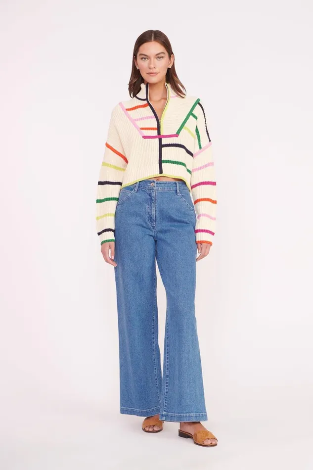 STAUD Sweaters Women STAUD CROPPED HAMPTON SWEATER CREAM RAINBOW MULTI STAUD Sweaters Women STAUD CROPPED HAMPTON SWEATER CREAM RAINBOW MULTI