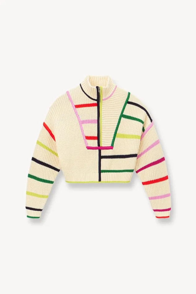 STAUD Sweaters Women STAUD CROPPED HAMPTON SWEATER CREAM RAINBOW MULTI STAUD Sweaters Women STAUD CROPPED HAMPTON SWEATER CREAM RAINBOW MULTI