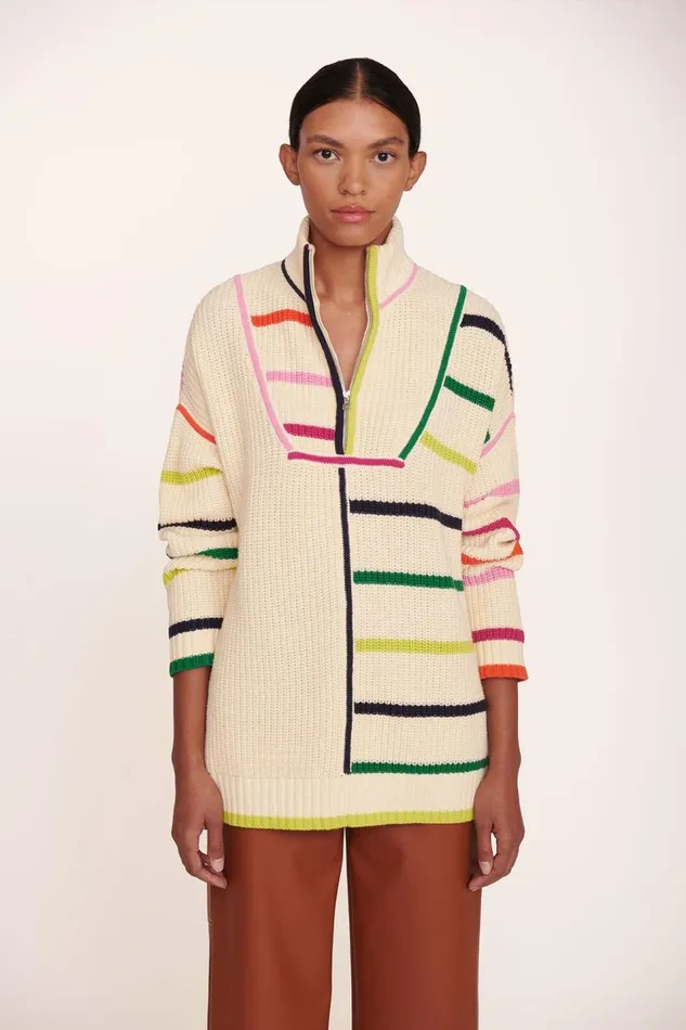 STAUD Sweaters Women STAUD HAMPTON SWEATER CREME RAINBOW MULTI