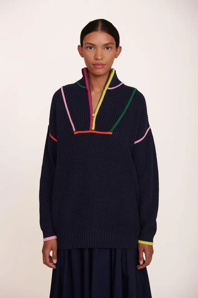 STAUD Sweaters Women STAUD HAMPTON SWEATER NAVY MULTI