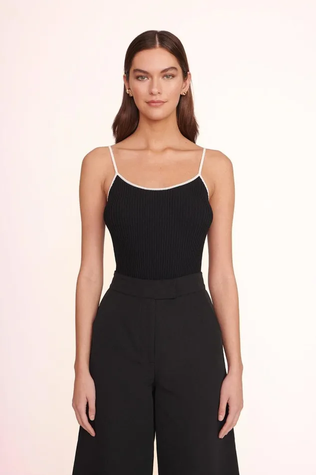 STAUD Tops Women SOLEIL TOP BLACK WHITE