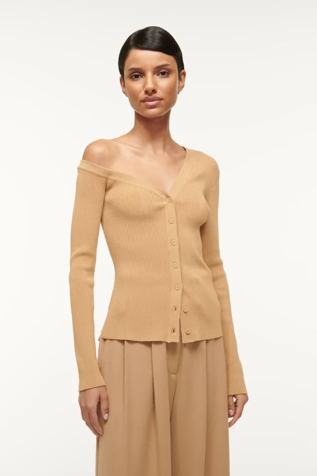 STAUD Tops Women STAUD CRAFTSMAN SWEATER CAMEL