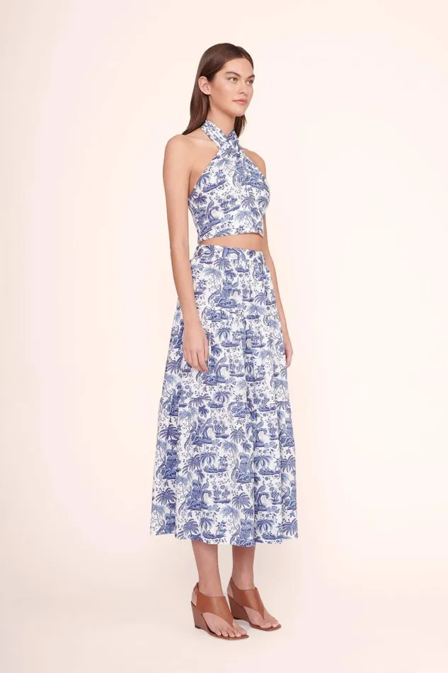 STAUD Tops Women STAUD SMOCKED KAI TOP BLUE TOILE STAUD Tops Women STAUD SMOCKED KAI TOP BLUE TOILE