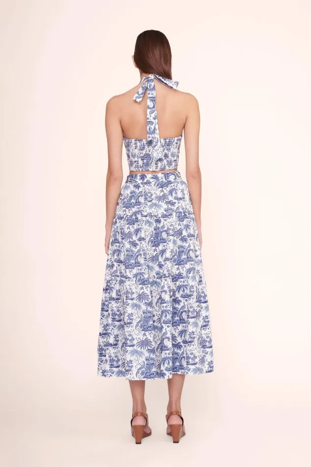 STAUD Tops Women STAUD SMOCKED KAI TOP BLUE TOILE STAUD Tops Women STAUD SMOCKED KAI TOP BLUE TOILE
