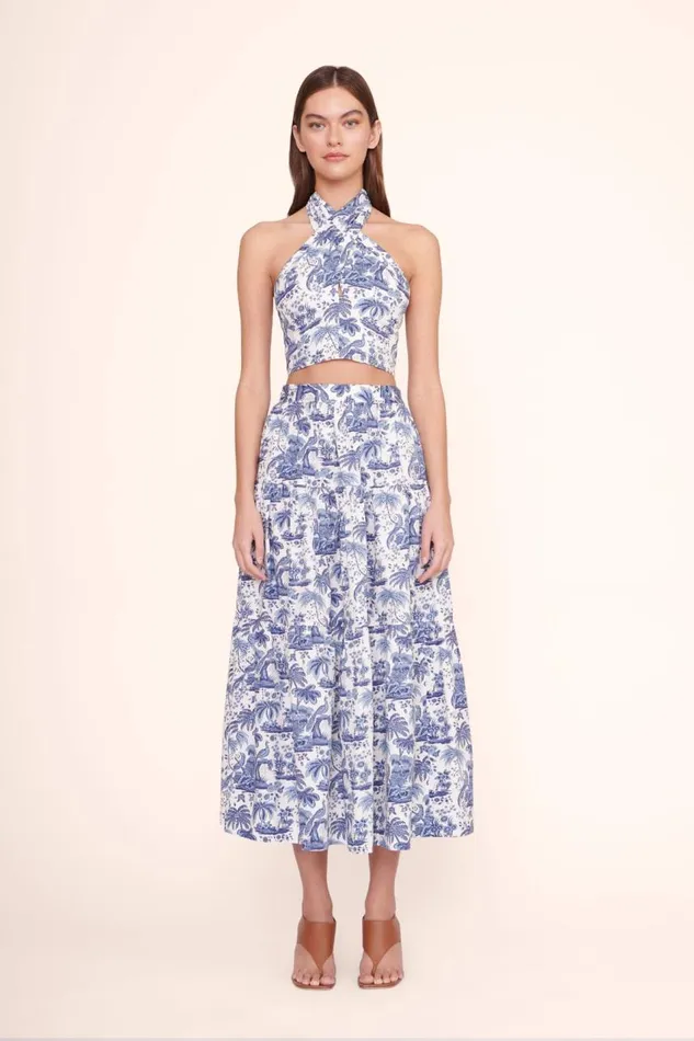 STAUD Tops Women STAUD SMOCKED KAI TOP BLUE TOILE STAUD Tops Women STAUD SMOCKED KAI TOP BLUE TOILE