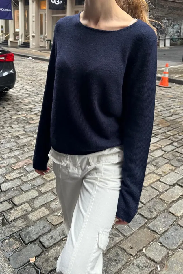 Stella Sweater Navy Blue Women Brandy Melville Sweaters