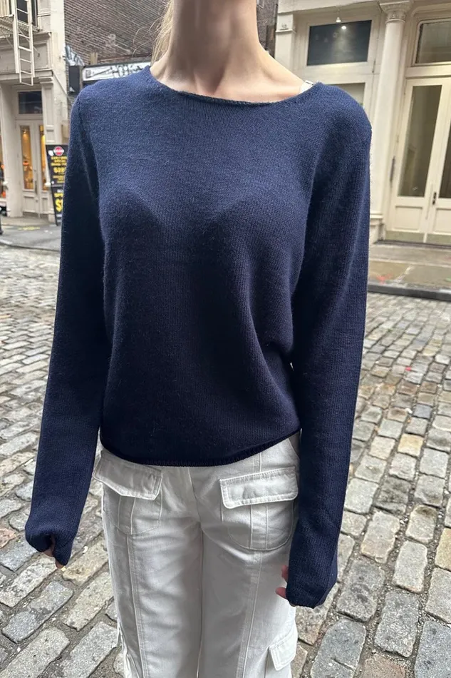 Stella Sweater Navy Blue Women Brandy Melville Sweaters