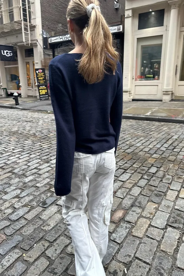 Stella Sweater Navy Blue Women Brandy Melville Sweaters