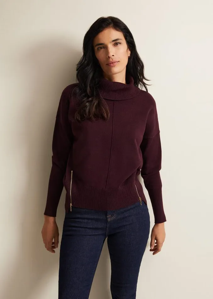 Steph Chunky Cowl Knit Jumper Wine Women Phase Eight Knitwear