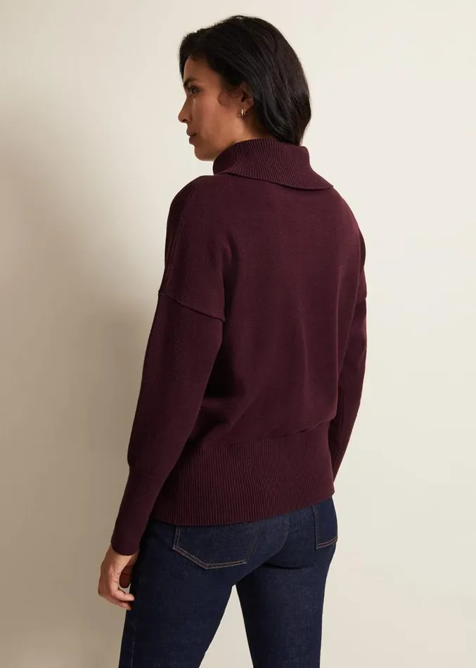 Steph Chunky Cowl Knit Jumper Wine Women Phase Eight Knitwear