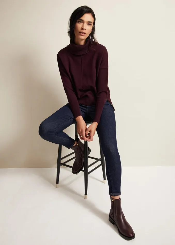 Steph Chunky Cowl Knit Jumper Wine Women Phase Eight Knitwear