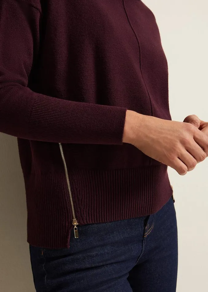 Steph Chunky Cowl Knit Jumper Wine Women Phase Eight Knitwear