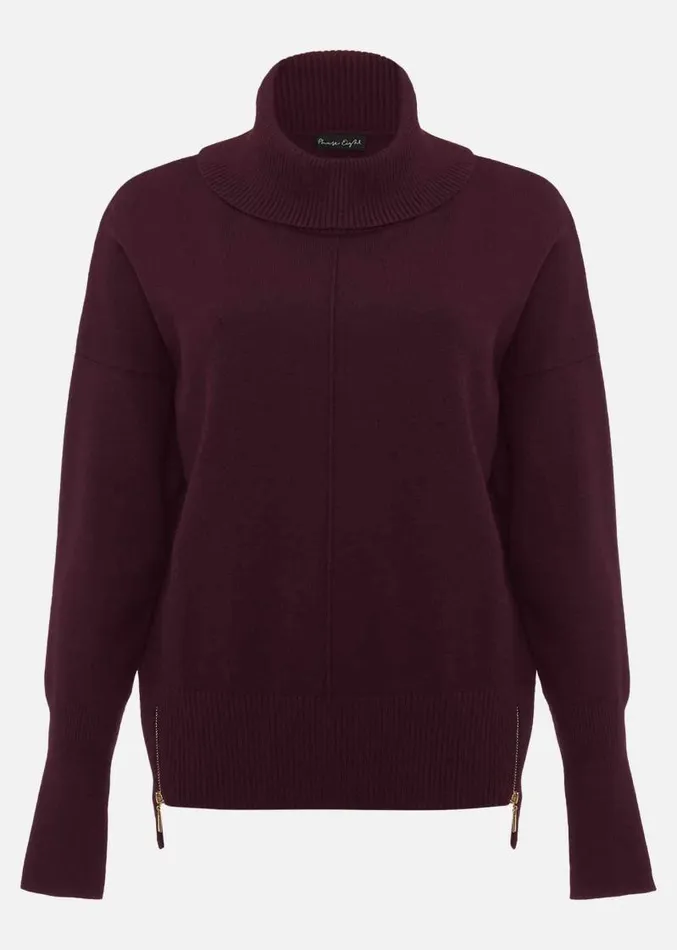 Steph Chunky Cowl Knit Jumper Wine Women Phase Eight Knitwear