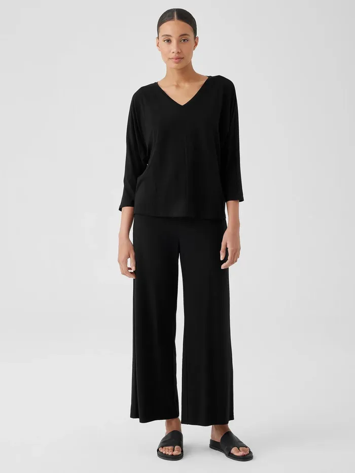 Stretch Jersey Knit WideLeg Pant Black Women Eileen Fisher Pants Shorts and Jumpsuits