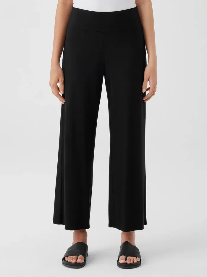 Stretch Jersey Knit WideLeg Pant Black Women Eileen Fisher Pants Shorts and Jumpsuits