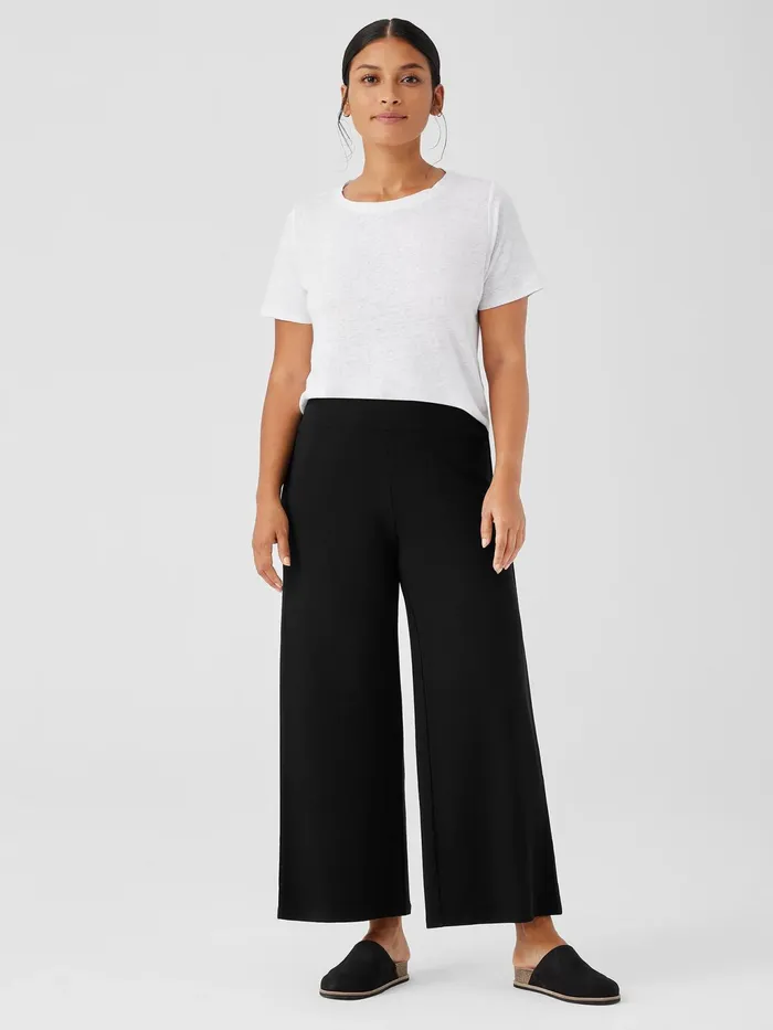 Stretch Jersey Knit WideLeg Pant Black Women Eileen Fisher Pants Shorts and Jumpsuits