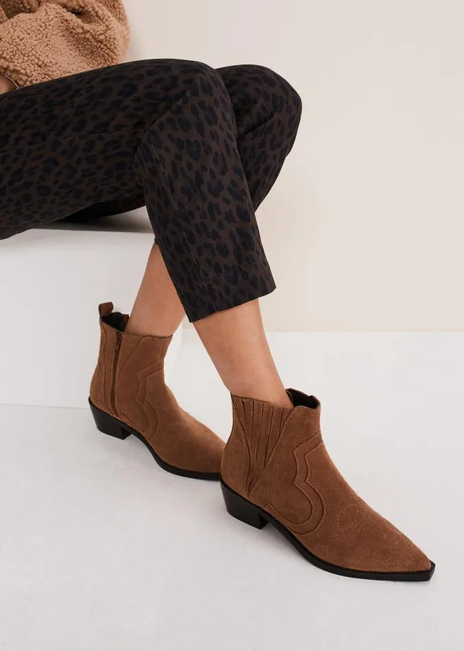 Suede Ankle Boots Tan Women Phase Eight Heels