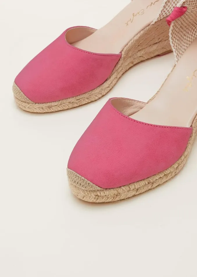 Suede Ankle Tie Espadrille Shoes Bright Pink Women Phase Eight Heels