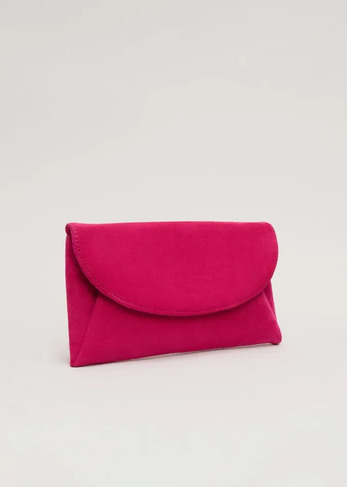 Suede Clutch Bag Pink Women Phase Eight Bags and Clutches