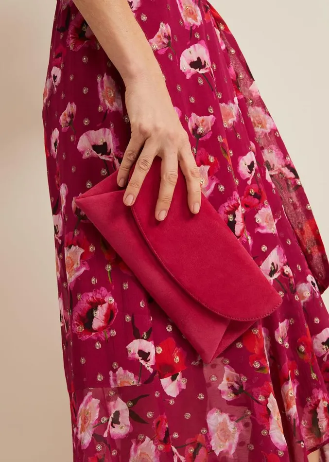 Suede Clutch Bag Pink Women Phase Eight Bags and Clutches