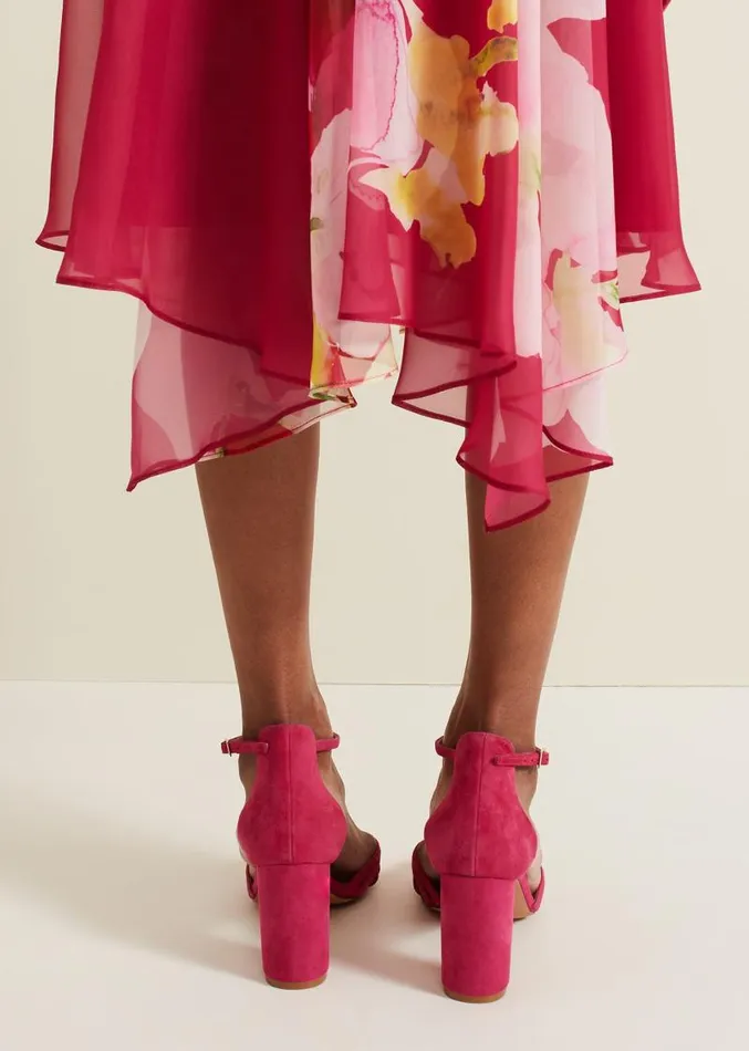Suede Lattice Block Heel Pink Women Phase Eight Occasion Shoes