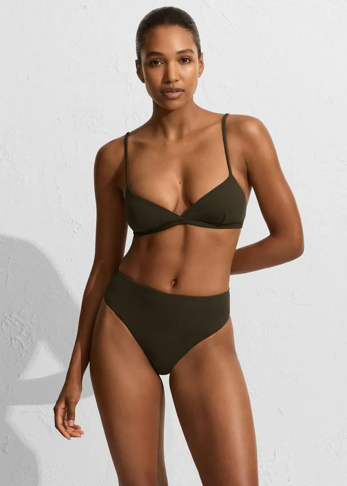 Swimwear Women The Frankie Shop Matteau Tri Bikini Top 8211 Thyme Crinkle