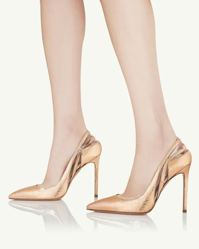 Talk To Me Pump 105 Gold Women Aquazzura Pumps Talk To Me Pump 105 Gold Women Aquazzura Pumps