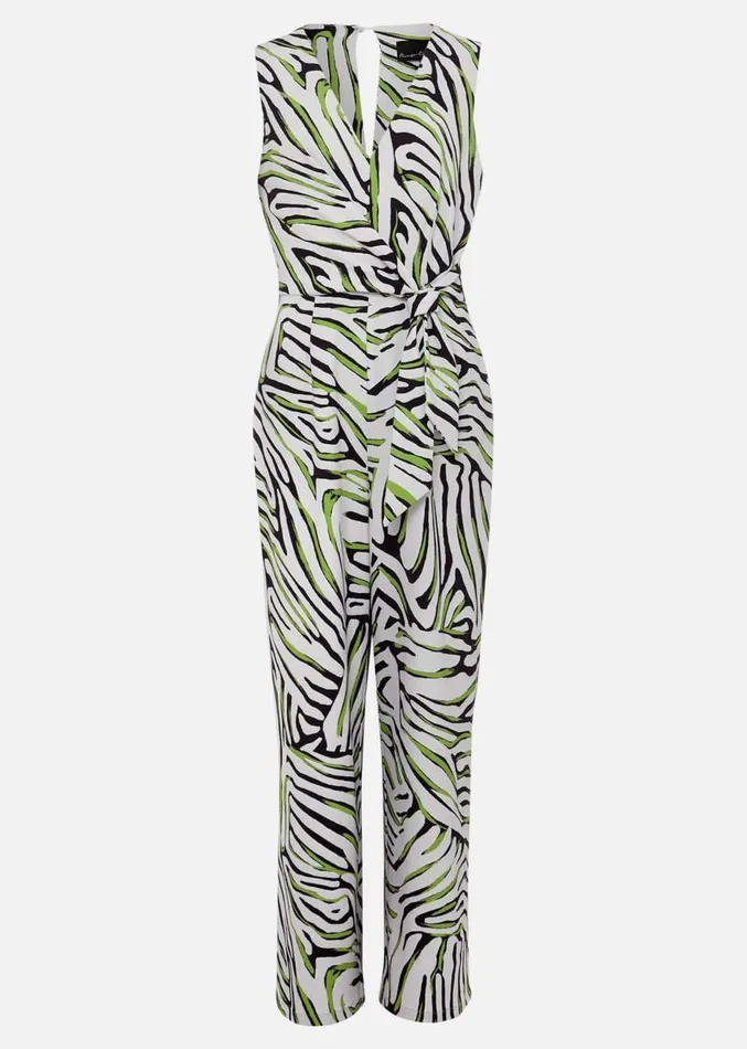 Tamsin Zebra Print Wide Leg Jumpsuit Greenneutral Women Phase Eight Dresses