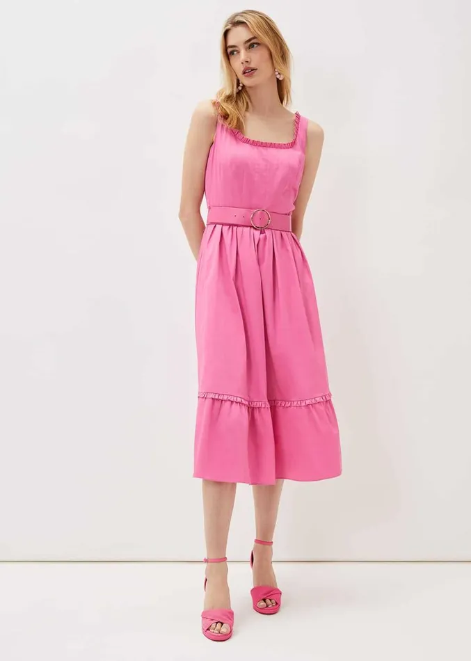 Tanya Belted Midaxi Dress Candy Pink Women Phase Eight Dresses